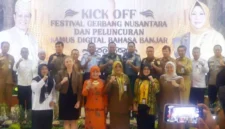 Forum Komunikasi Pimpinan Daerah (Forkopimda) Kalimantan Selatan saat pembukaan Festival Gerbang Nusantara dan peluncuran kamus digital Bahasa Banjar di Gedung Mahligai Pancasila di Banjarmasin, Senin (26/8/2024). (01/Ant)